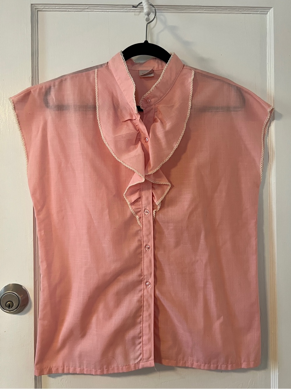 🐎 RARE VINTAGE Wrangler Pink Ruffle Western Blouse Fits Women XS/S Pristine